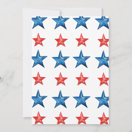 Modern rood blauw waterverf typografie 4 juli kaart (Achterkant)