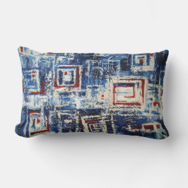 Modern Rood Blauw Wit Zachte Pastel Kleur Abstract Kussen