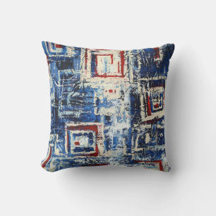 Modern Rood Blauw Wit Zachte Pastel Kleur Abstract Kussen