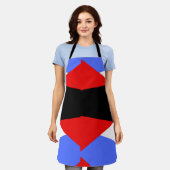 Modern Rood & Blauw & zwart & wit kleurenblok Schort (Gedragen)