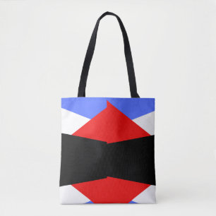 Modern Rood & Blauw & zwart & wit kleurenblok Tote Bag