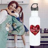 Modern rood bloemenhart beste mam ooit Moederdag Waterfles