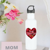 Modern rood bloemenhart beste mam ooit Moederdag Waterfles