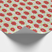 Modern rood bloemmotief cadeaupapier (Hoek)