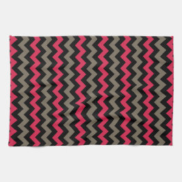 Modern rood bruin zwart Chevron patroon Theedoek