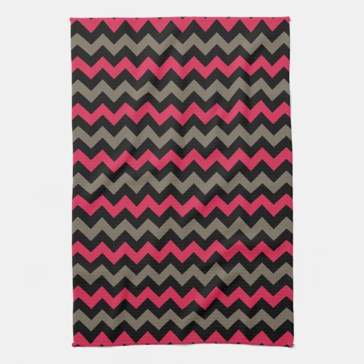 Modern rood bruin zwart Chevron patroon Theedoek (Verticaal)