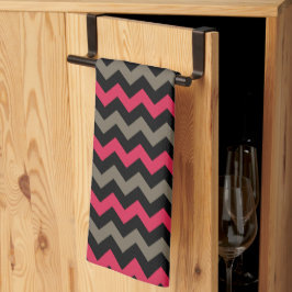 Modern rood bruin zwart Chevron patroon Theedoek