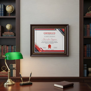 Modern Rood Certificaat van Prestatie Professional