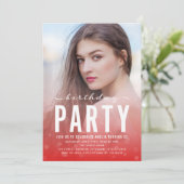 Modern rood Confetti elke leeftijd foto verjaardag Kaart (Staand voorkant)