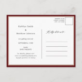 Modern Rood Elegant Script Photo Save the Date Aankondigingskaart (Achterkant)