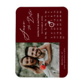 Modern Rood Elegant Script Photo Save the Date Magneet (Verticaal)
