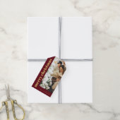 Modern rood Elegant Vrolijk Kerstfeest Familie Fot Cadeaulabel (Met Touw)