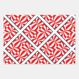 Modern rood en blauw geometrisch patroon inpakpapier vel