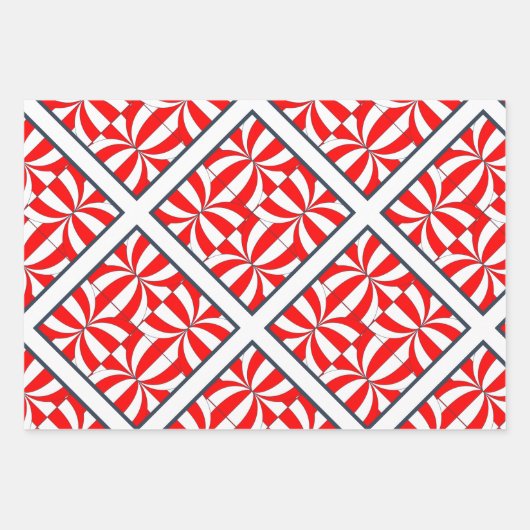 Modern rood en blauw geometrisch patroon inpakpapier vel (Voorkant)