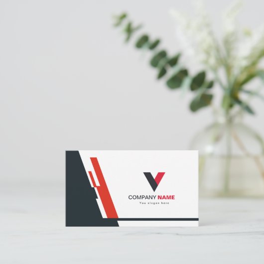 Modern rood en donker visitekaartje (Staand voorkant)