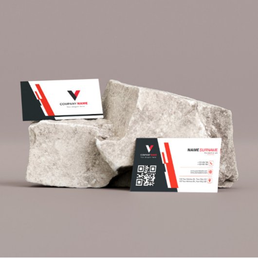 Modern rood en donker visitekaartje