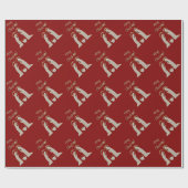 Modern rood en goud Geboorte Wieg Kerst Cadeaupapier (Vlak)