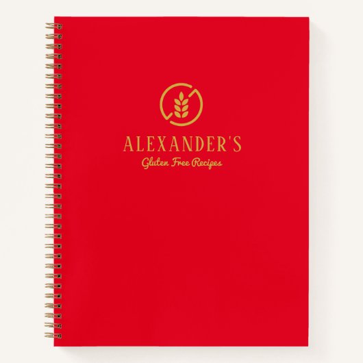 Modern Rood en Goud Glutenvrij Blank Recept Boek (Voorkant)