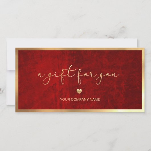 Modern Rood en Goud Voeg Logo Cadeaubon toe (Voorkant)