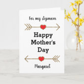 Modern Rood en Gouden Gelukkig Moederdag Stepmom Kaart (Gele Bloem)