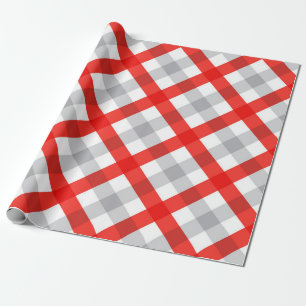 Modern rood en grijs geplakt patroon cadeaupapier