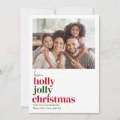 Modern Rood en Groen 1 foto Kerst Feestdagenkaart (Voorkant)