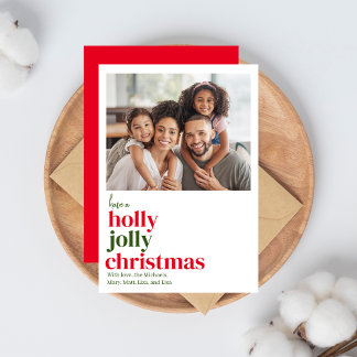 Modern Rood en Groen 1 foto Kerst Feestdagenkaart