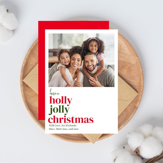 Modern Rood en Groen 1 foto Kerst Feestdagenkaart