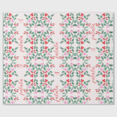 Modern rood en groen kerstbloempatroon Falala Cadeaupapier (Vlak)