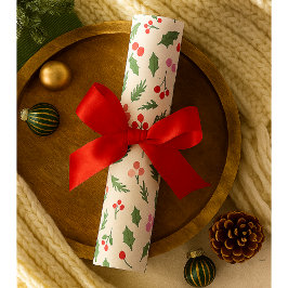Modern rood en groen kerstbloempatroon Falala Cadeaupapier