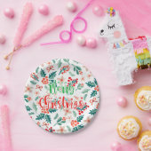 Modern rood en groen kerstfeest papieren bordje (Feest)