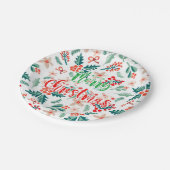 Modern rood en groen kerstfeest papieren bordje (Gekanteld)