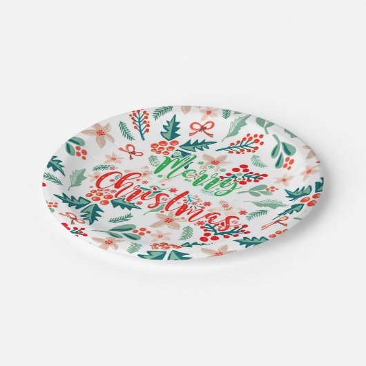 Modern rood en groen kerstfeest papieren bordje (Gekanteld)