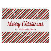 Modern rood en groen patroon Vrolijk kerstfeest Groot Cadeauzakje (Achterkant)