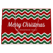 Modern Rood en Groen Prettig Kerstfeest Groot Cadeauzakje (Voorkant)