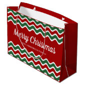 Modern Rood en Groen Prettig Kerstfeest Groot Cadeauzakje (Achterkant Gekanteld)
