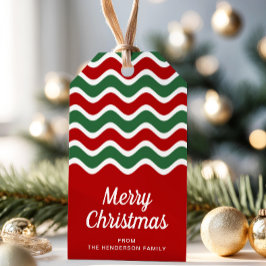 Modern Rood En Groen Schrift Gelukkig Kerstmis Cadeaulabel