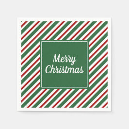 Modern Rood En Groen Schrift Gelukkig Kerstmis  Servet