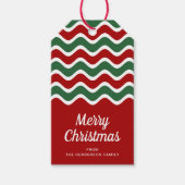 Modern rood en groen script Vrolijk kerstfeest Cadeaulabel (Voorkant)