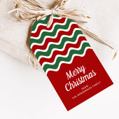 Modern rood en groen script Vrolijk kerstfeest Cadeaulabel