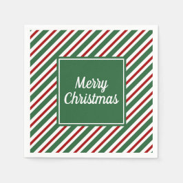 Modern rood en groen script Vrolijk kerstfeest Servet