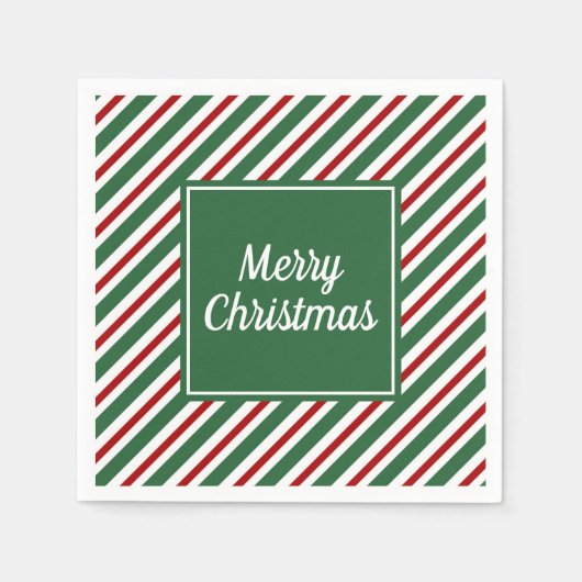 Modern rood en groen script Vrolijk kerstfeest Servet (Voorkant)
