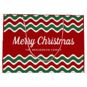 Modern rood en groen vrolijk kerstfeest groot cadeauzakje (Achterkant)