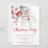 Modern rood en groen wintergebladerte kerstfeest kaart (Voorkant)