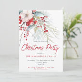 Modern rood en groen wintergebladerte kerstfeest kaart (Staand voorkant)