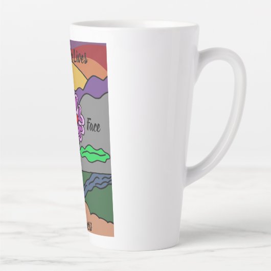 Modern rood en Paars digitaal gekleurd Handje gete Latte Mok (Rechts)