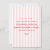 Modern rood en roze gestreept foto Afstuderen Bedankkaart (Achterkant)