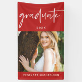 Modern rood en wit Afstuderen Script Foto Spandoek (Verticaal)