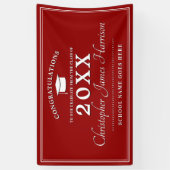 Modern Rood en Wit Afstuderen Spandoek (Verticaal)