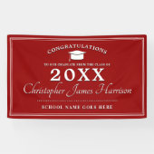 Modern Rood en Wit Afstuderen Spandoek (Horizontaal)